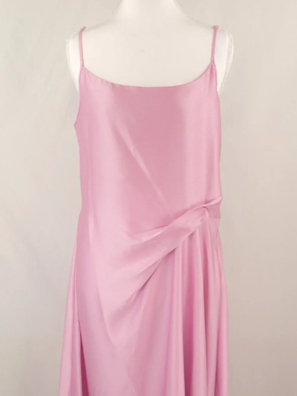 Reiss Zoey Satin Drape Ruched Midi Slip Dress, Light Pink, US 8 - Picture 5 of 11